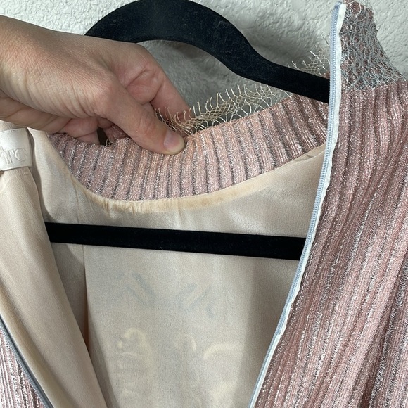 Peter Pilotto Embroidered Mesh Net Overlay Long Sleeve Asymmetric Dress Sz 10 - Picture 12 of 13